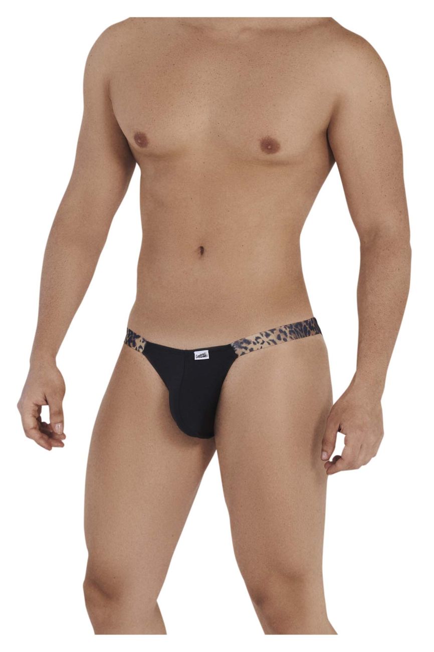 CandyMan Men's Underwear 99536X Bikini Jockstrap Color Black-Animal Print