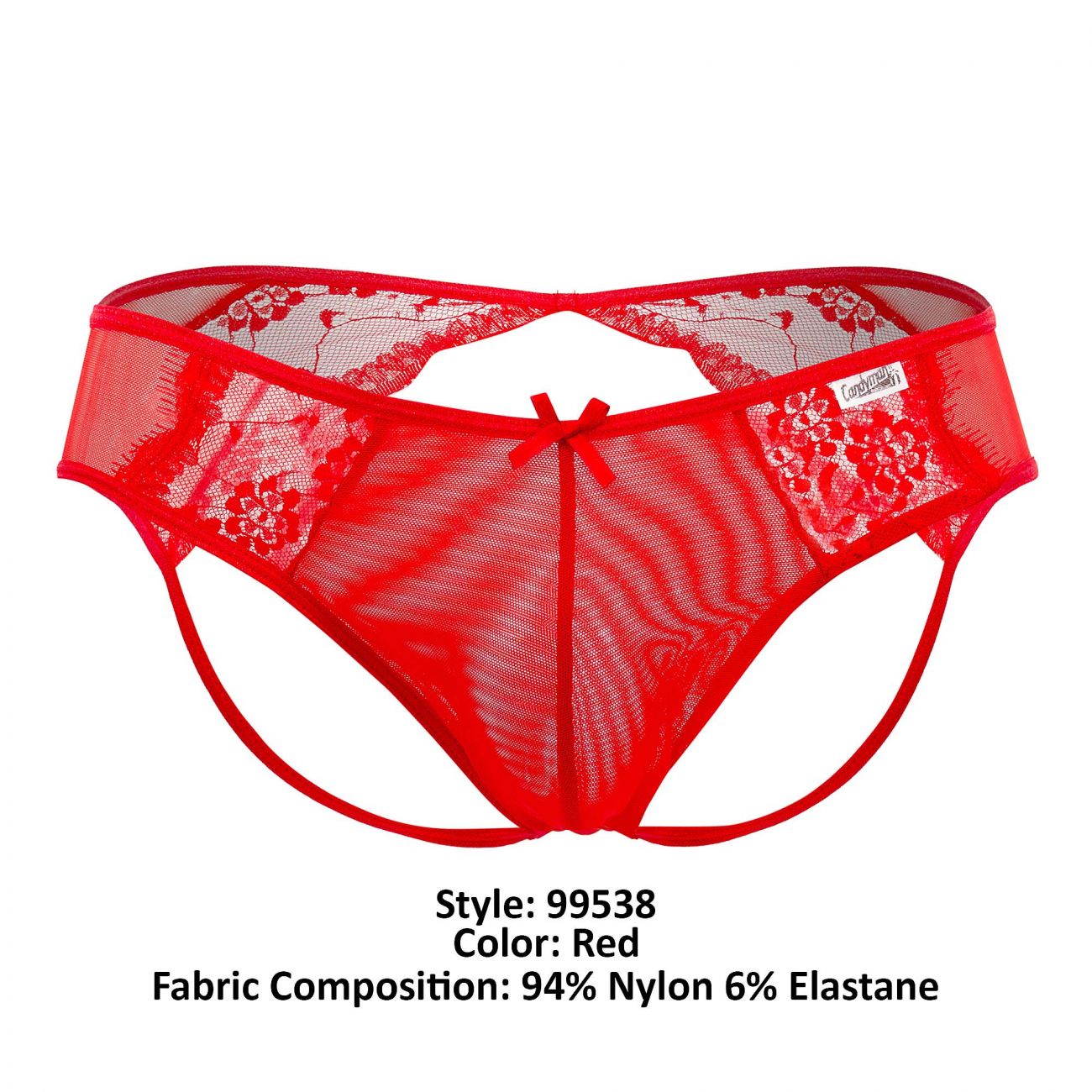 CandyMan 99538 Men's Underwear Lace Mesh Jockstrap Color Red