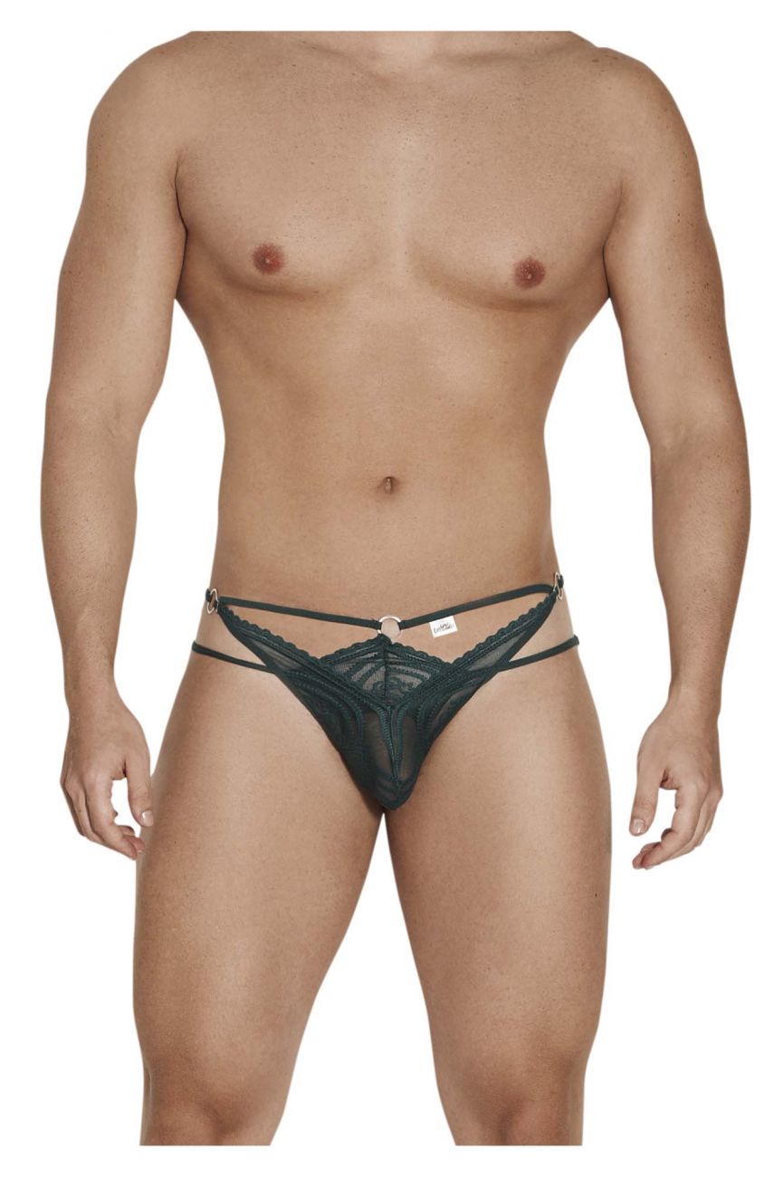 CandyMan Men's Underwear 99547 Double Thongs Color Hunter Green