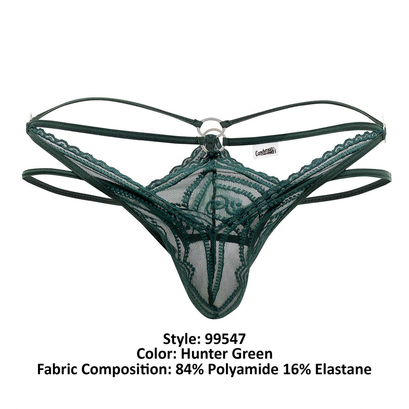 CandyMan Men's Underwear 99547 Double Thongs Color Hunter Green