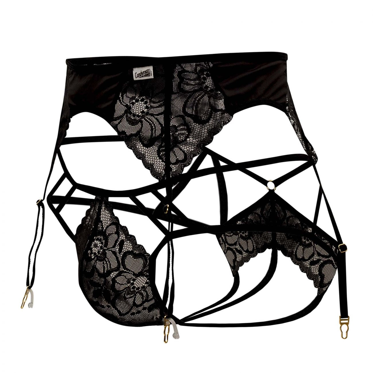 CandyMan 99550 Men's Underwear Lace Garter-Jockstrap Outfit Color Black