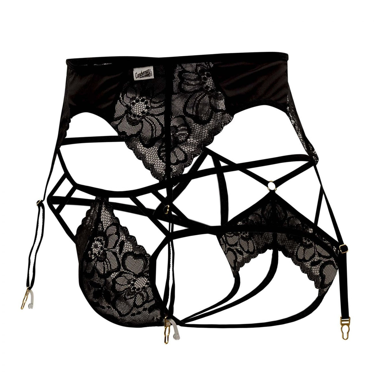 CandyMan 99550 Men's Underwear Lace Garter-Jockstrap Outfit Color Black