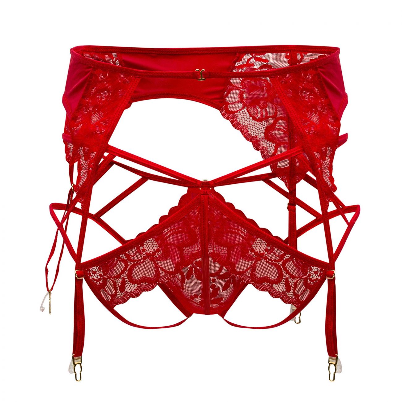 CandyMan 99550 Men's Underwear Lace Garter-Jockstrap Outfit Color Red