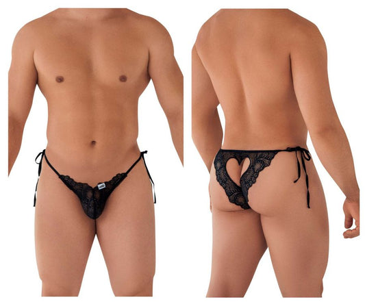 CandyMan Men's Underwear 99579 Lace Heart Bikini Color Black