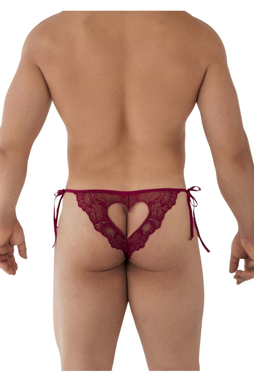 CandyMan Men's Underwear 99579 Lace Heart Bikini Color Burgundy