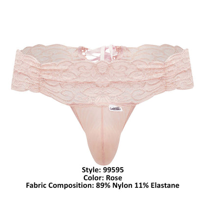 CandyMan 99595 Men's Underwear Lace Mesh Thongs Color Rose