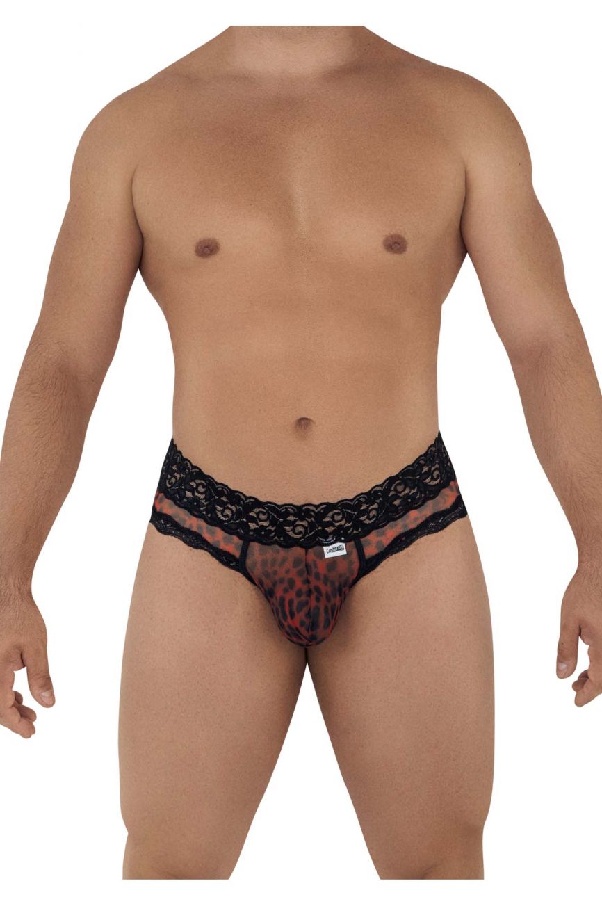 CandyMan Men's Underwear 99596 Mesh-Lace Thongs Color Leopard Print