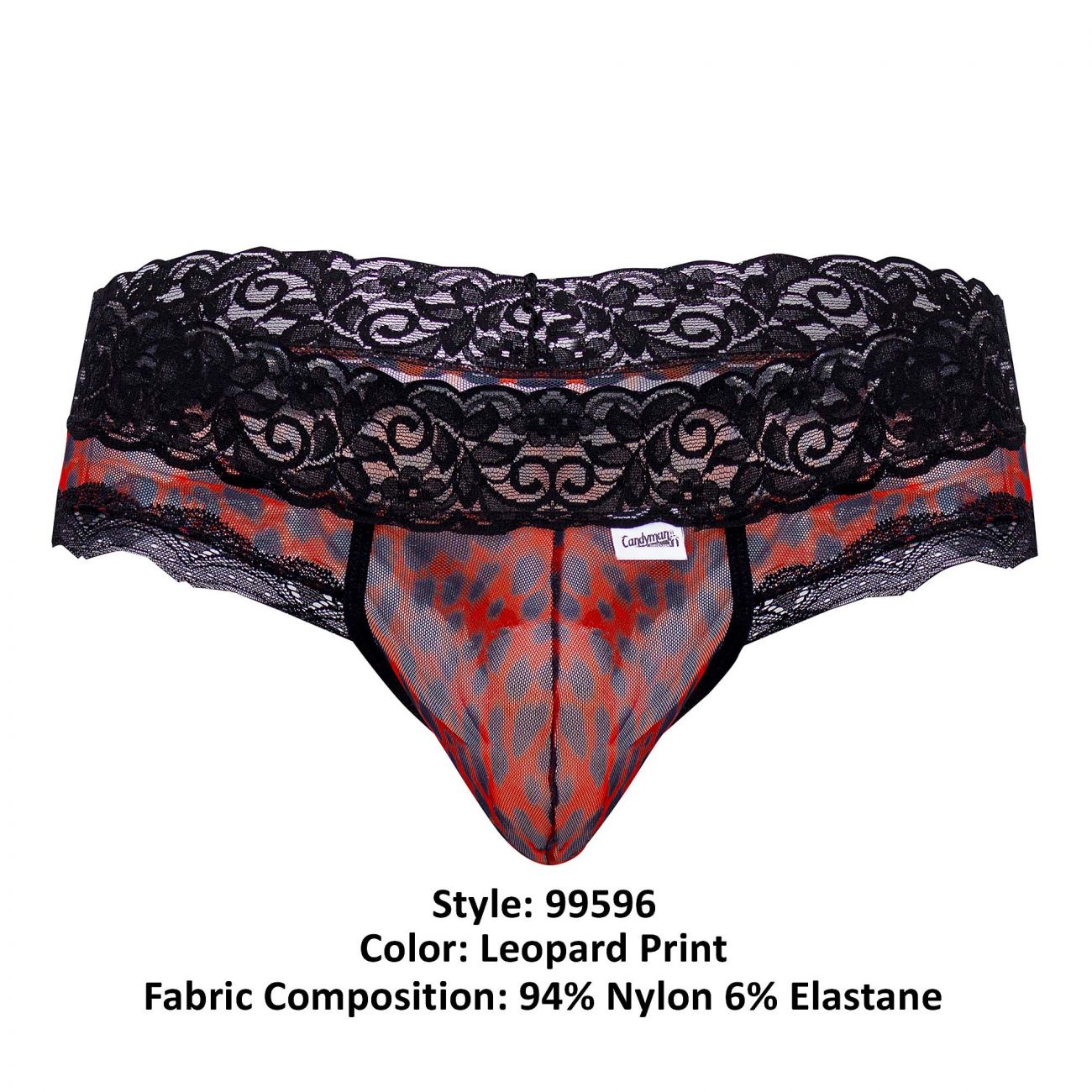 CandyMan Men's Underwear 99596 Mesh-Lace Thongs Color Leopard Print