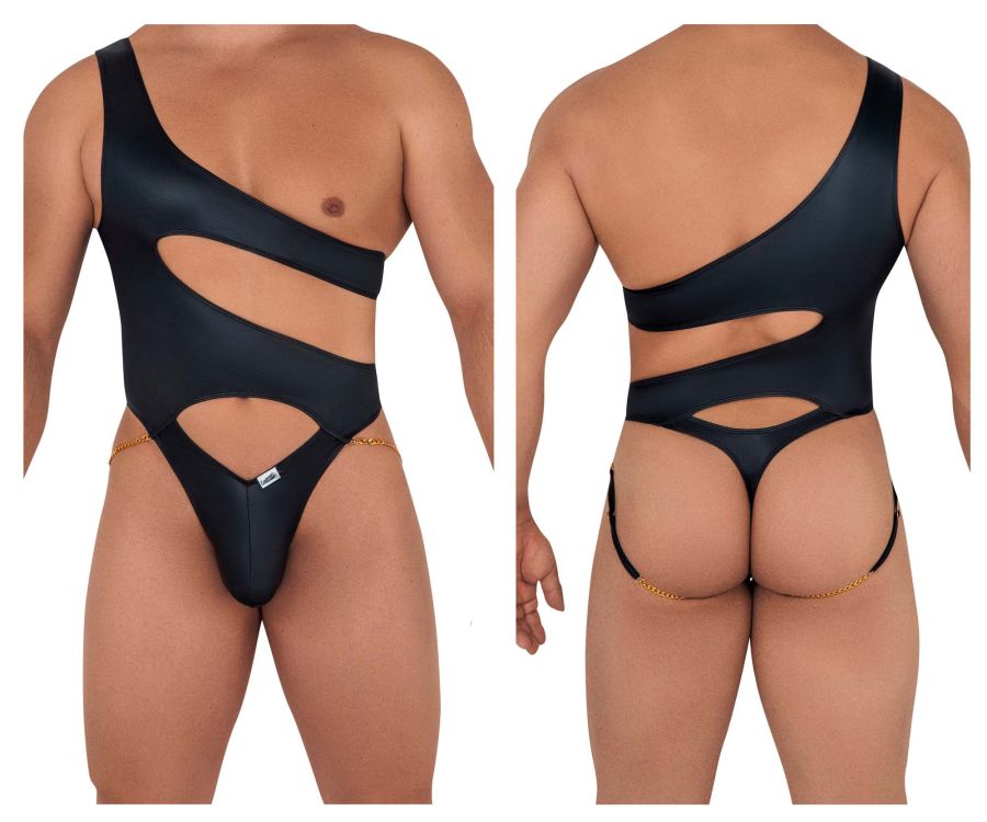 CandyMan Men's Underwear 99597X One Shoulder Bodysuit Color Black