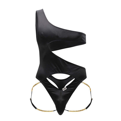 CandyMan Men's Underwear 99597X One Shoulder Bodysuit Color Black