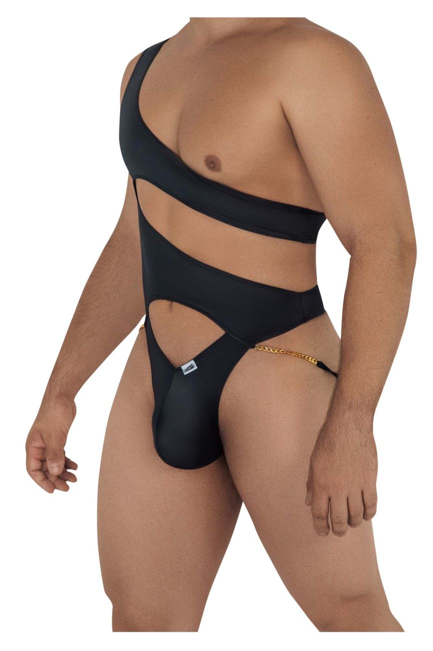 CandyMan Men's Underwear 99597X One Shoulder Bodysuit Color Black