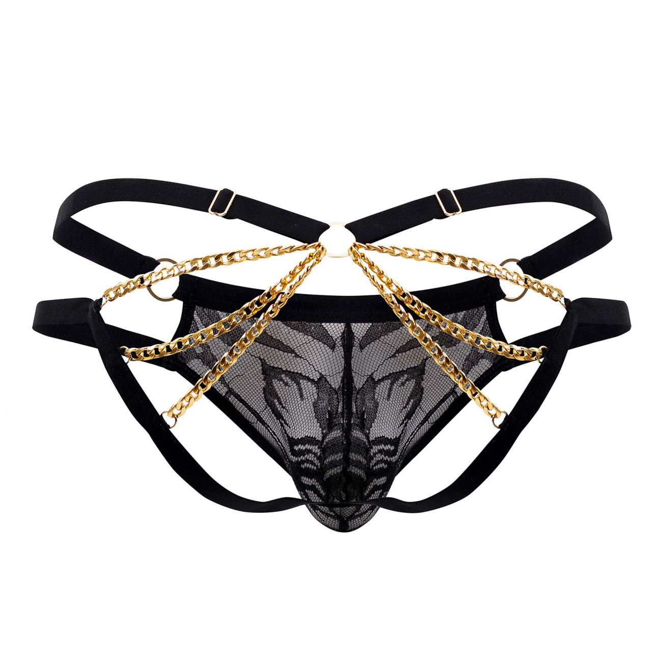 CandyMan Men's Underwear 99598 Lace and Chain Bikini Color Black