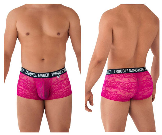 CandyMan Men's Underwear 99616X Trouble Maker Lace Trunks Color Pink