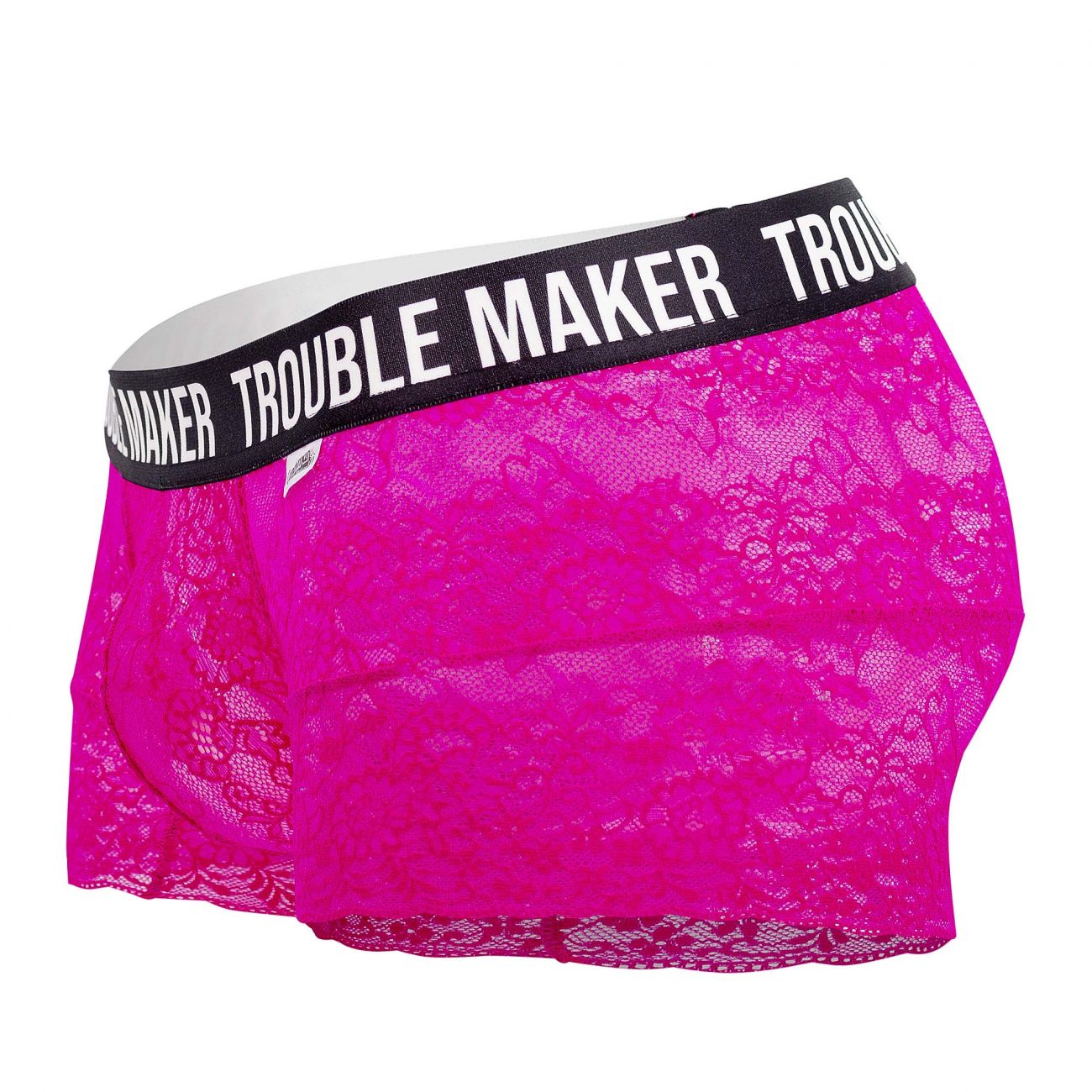 CandyMan Men's Underwear 99616X Trouble Maker Lace Trunks Color Pink