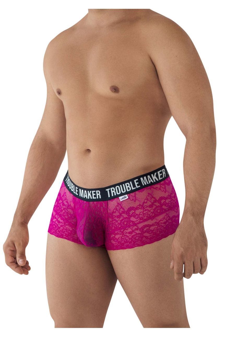 CandyMan Men's Underwear 99616X Trouble Maker Lace Trunks Color Pink