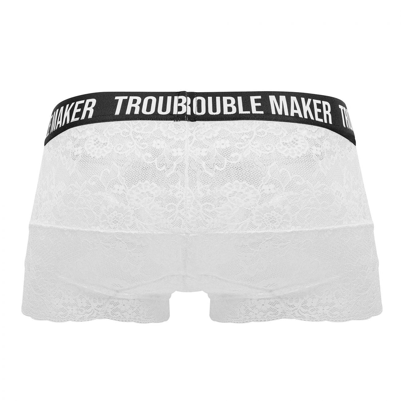 CandyMan Men's Underwear 99616X Trouble Maker Lace Trunks Color White