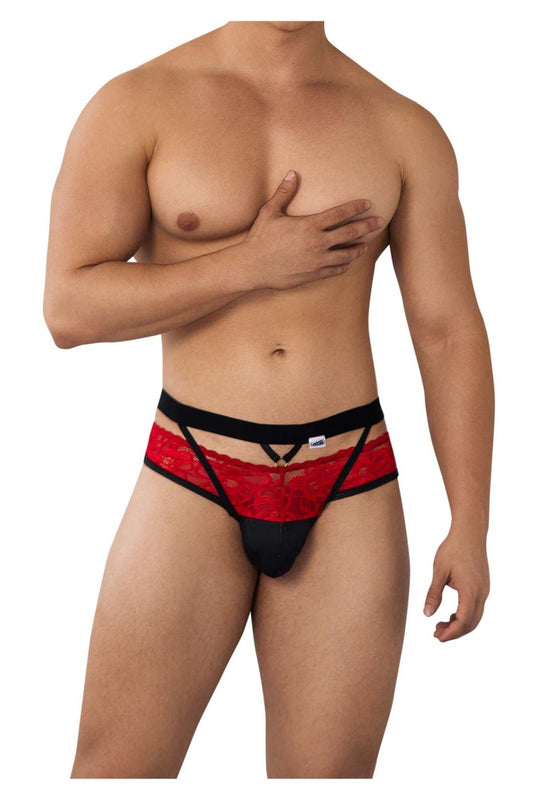 CandyMan Men's Underwear 99627 Lace Jockstrap Color Red