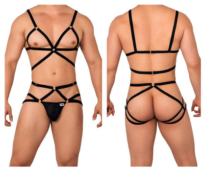 CandyMan Men's Underwear 99635 Harness Two Piece Set Color Black