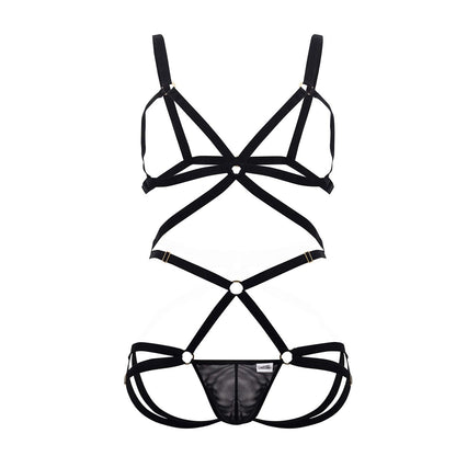 CandyMan Men's Underwear 99635 Harness Two Piece Set Color Black