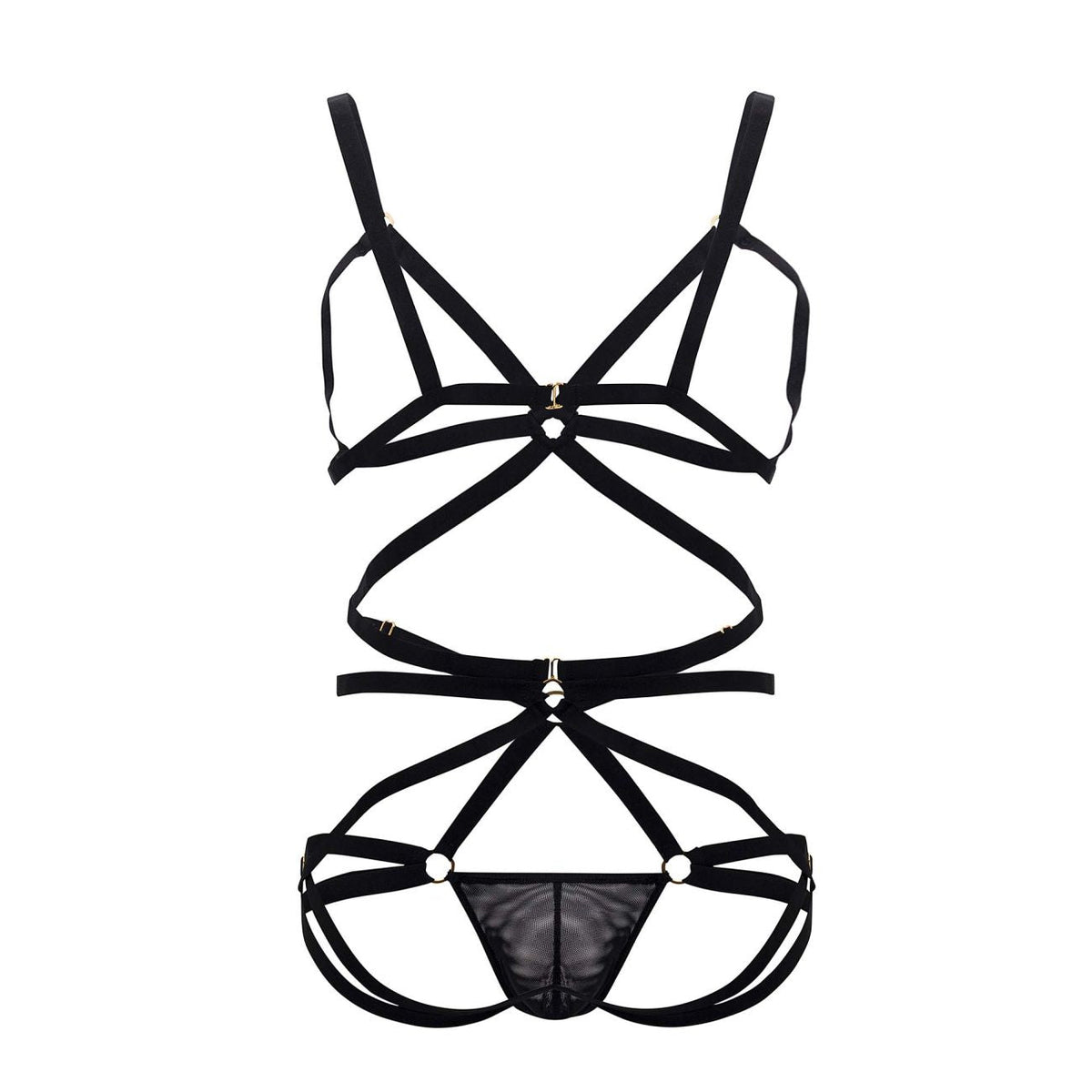 CandyMan Men's Underwear 99635 Harness Two Piece Set Color Black