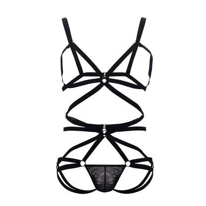 CandyMan Men's Underwear 99635 Harness Two Piece Set Color Black
