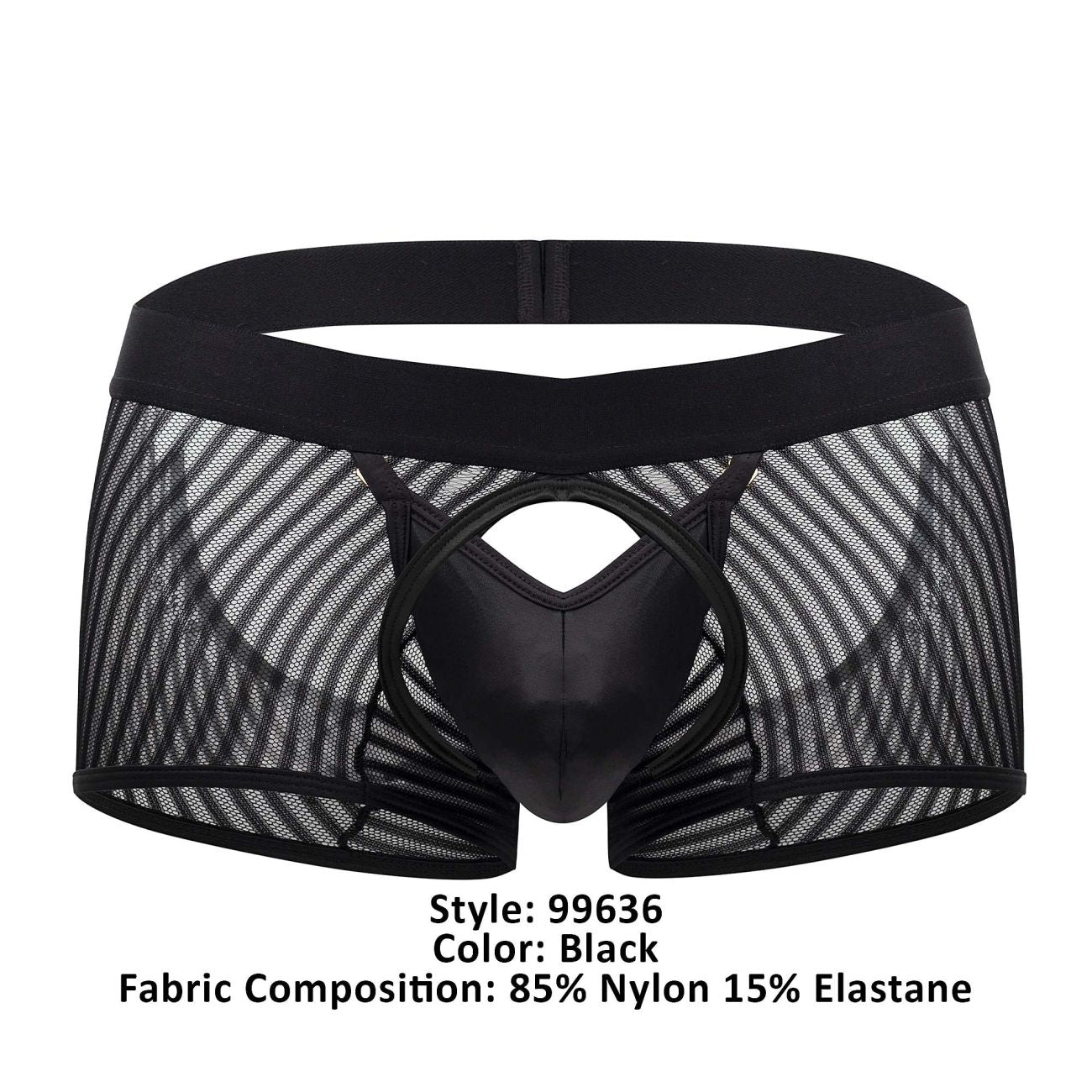 CandyMan Men's Underwear 99636 Mesh Trunks Color Black