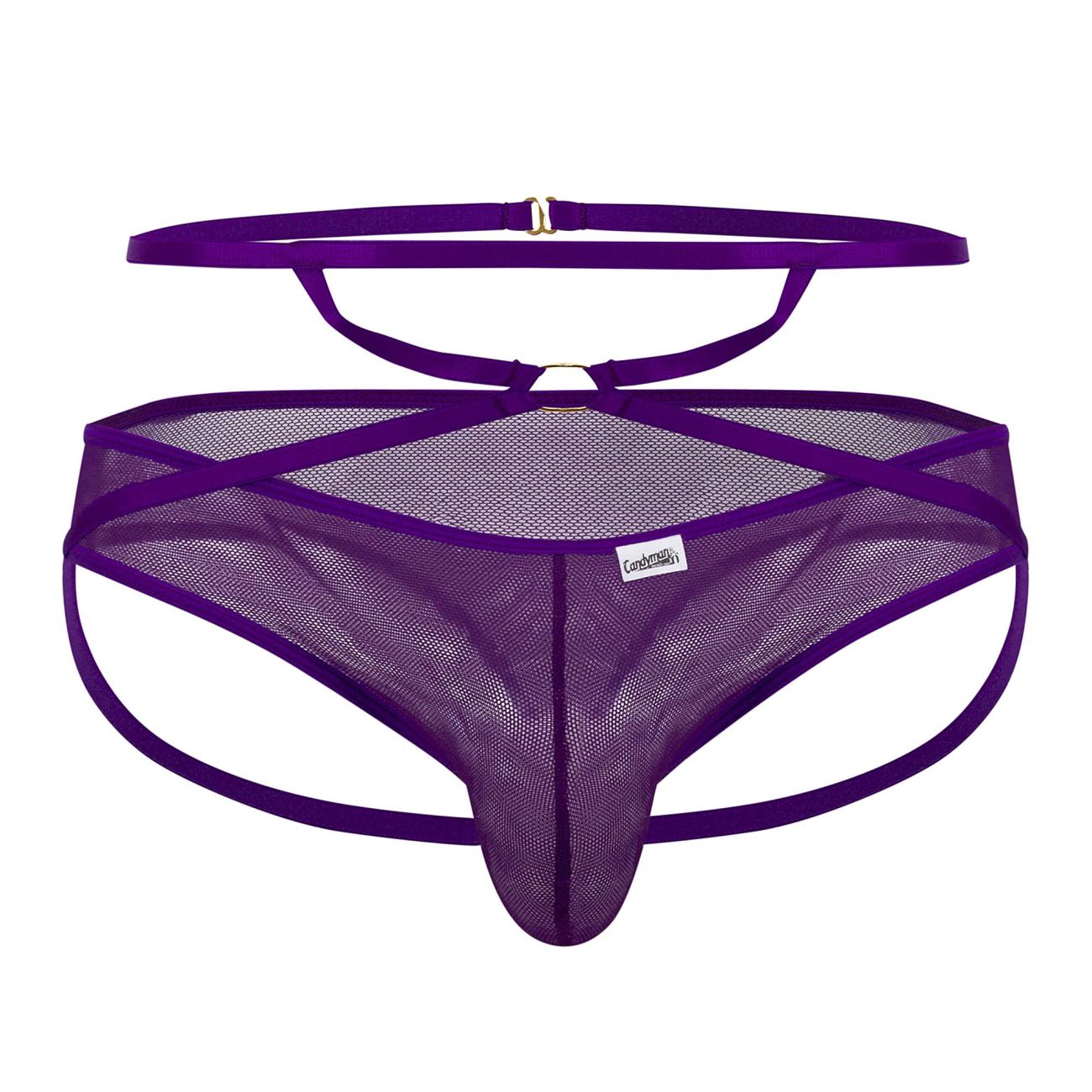 CandyMan Men's Underwear 99640 Mesh Thongs Color Purple