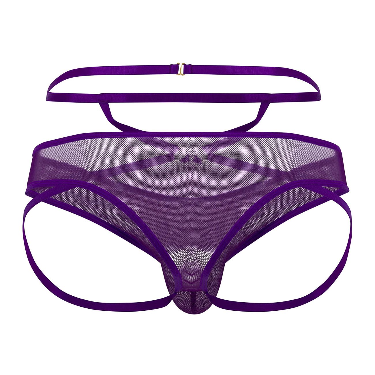 CandyMan Men's Underwear 99640 Mesh Thongs Color Purple