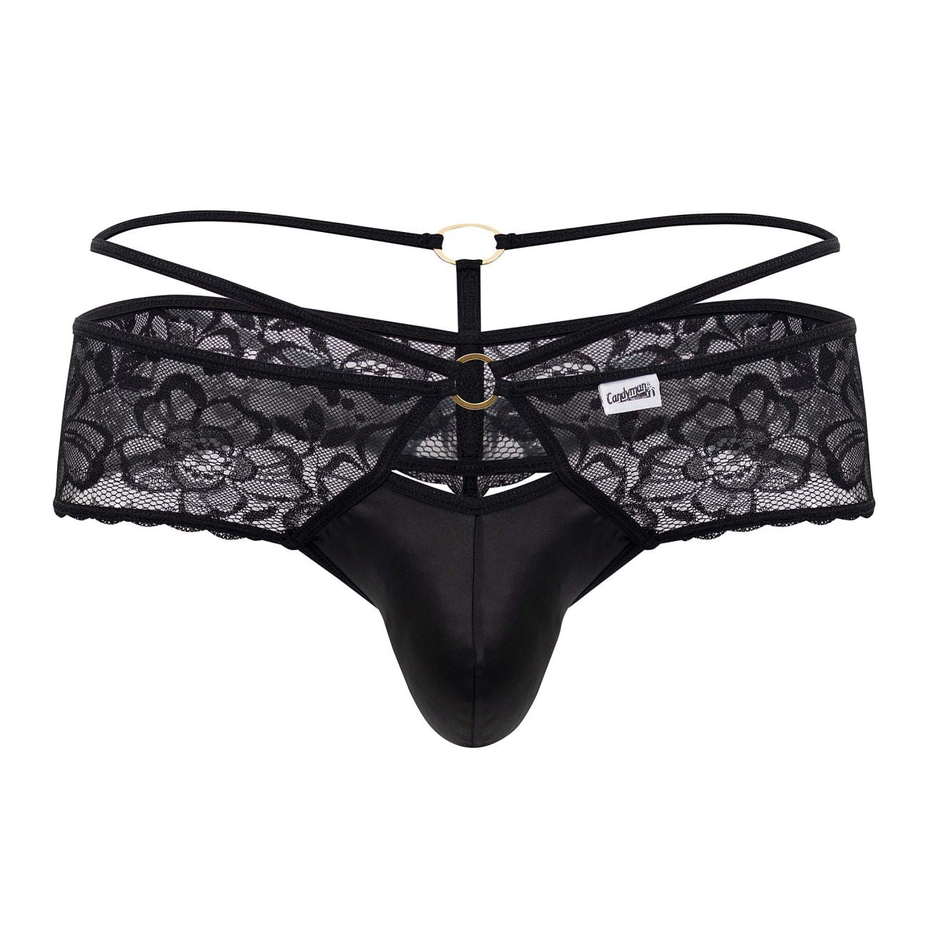 CandyMan Men's Underwear 99647 Lace Thongs Color Black