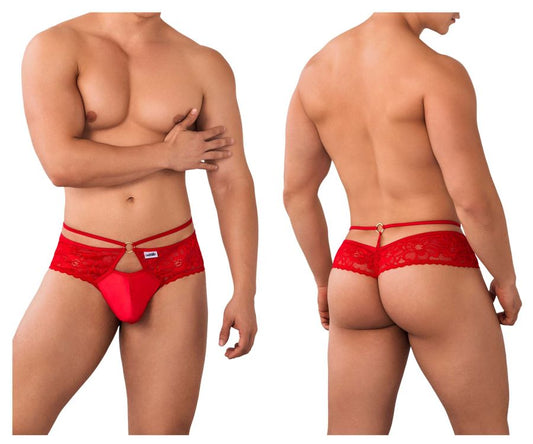 CandyMan Men's Underwear 99647 Lace Thongs Color Red