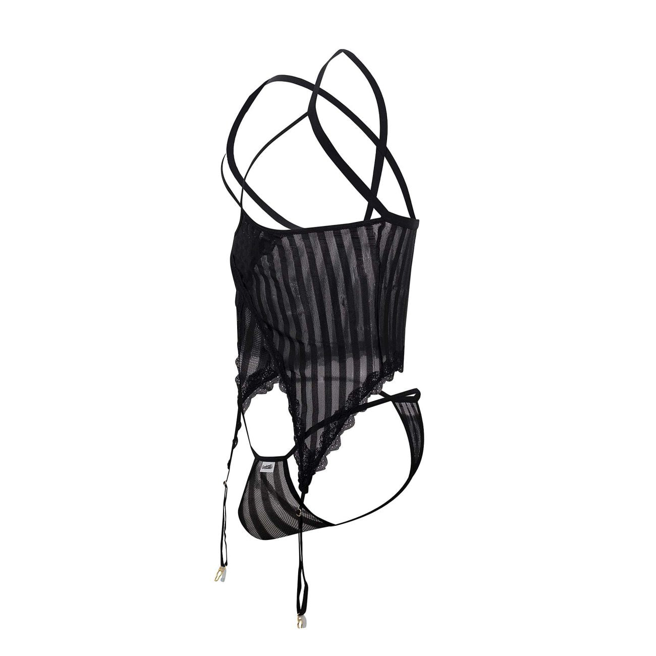 CandyMan 99654 Men's Underwear Two Piece Set Color Black Mesh