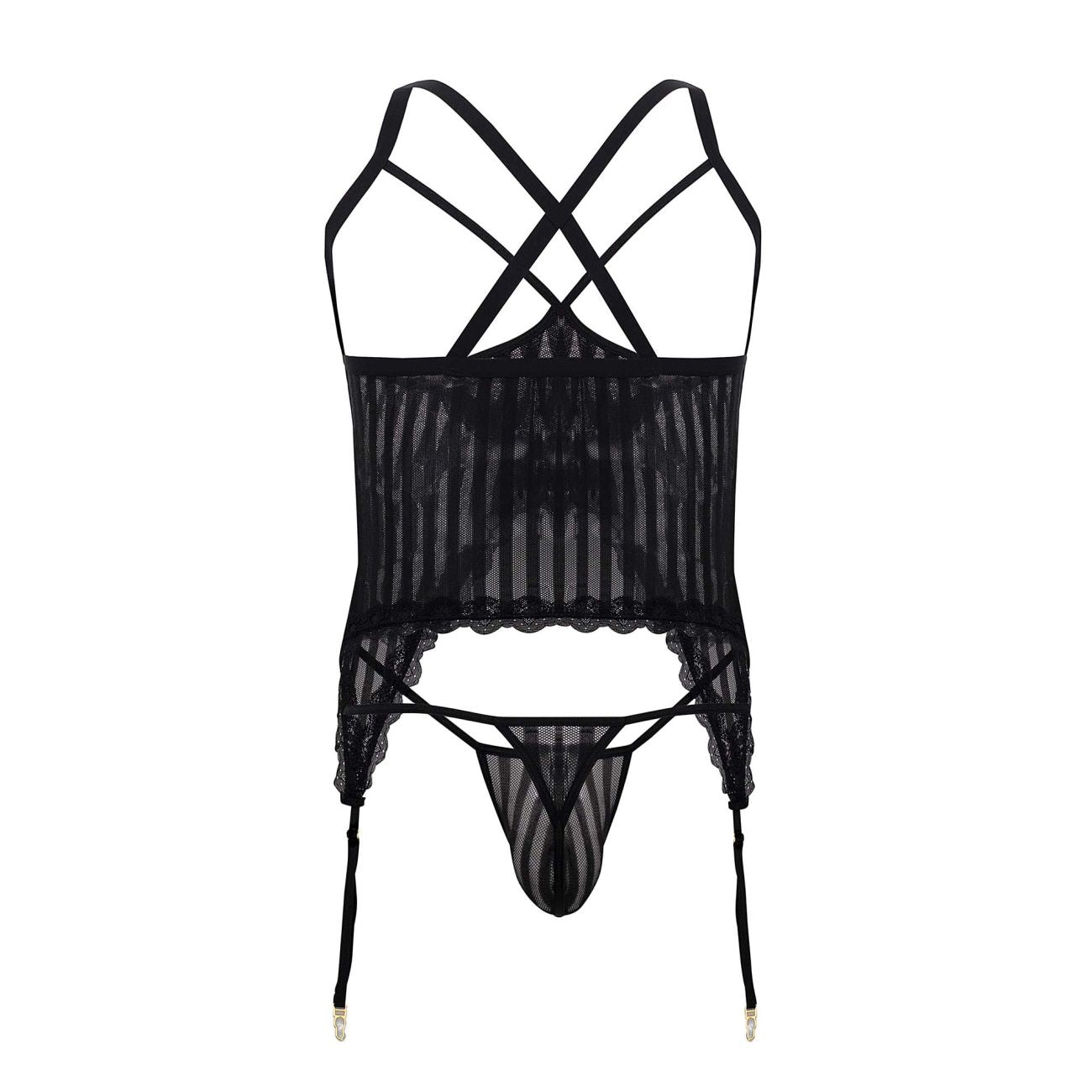 CandyMan 99654 Men's Underwear Two Piece Set Color Black Mesh