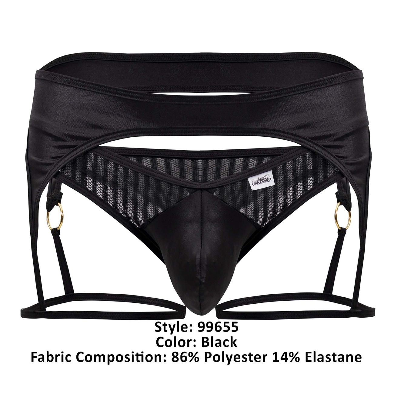 CandyMan Men's Underwear 99655 Garter Thongs Color Black