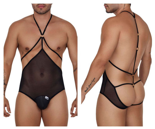 CandyMan Men's Underwear 99662X Tulle Bodysuit Color Black