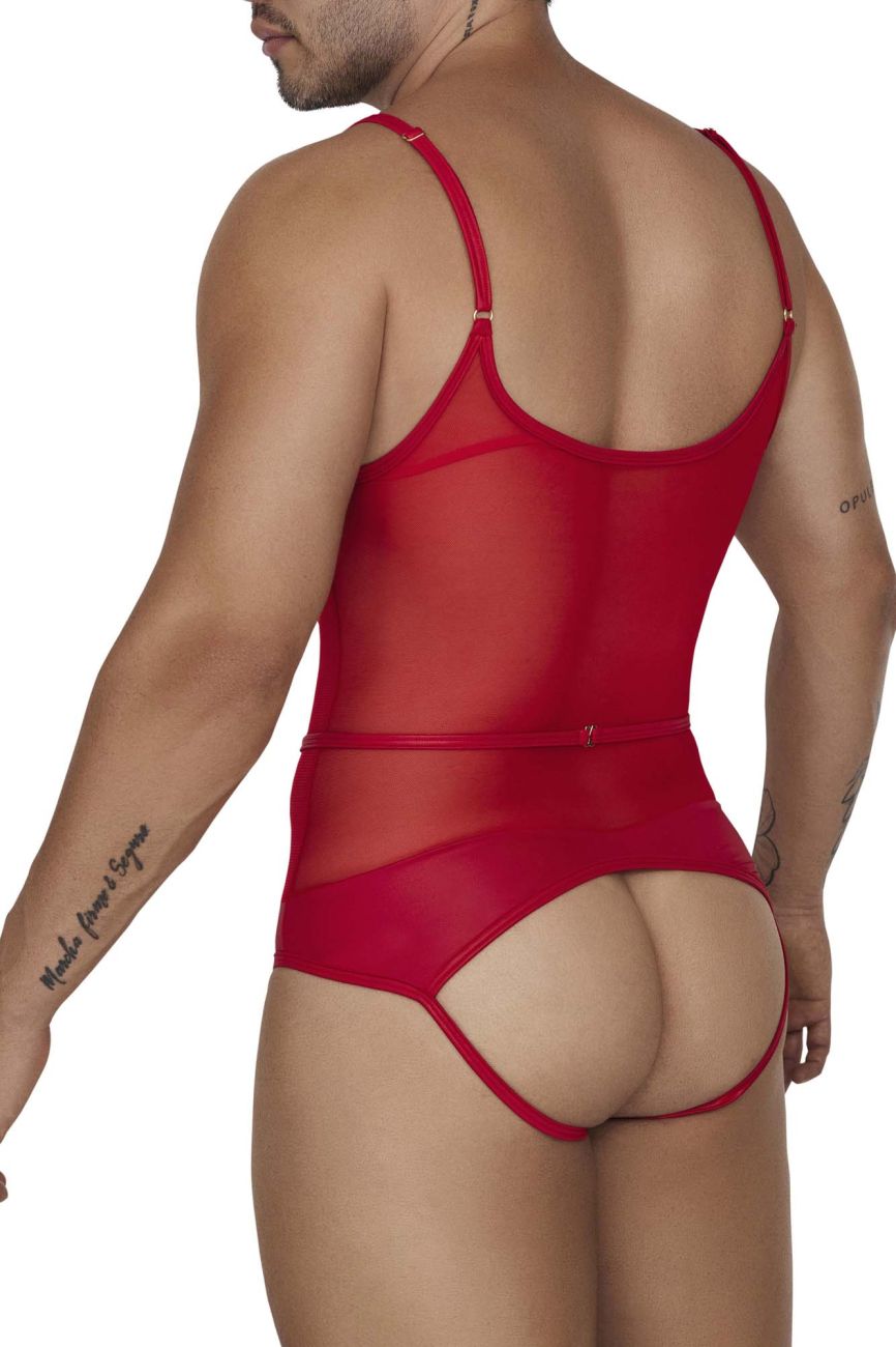 CandyMan Men's Underwear 99670 Harness Bodysuit Color Red