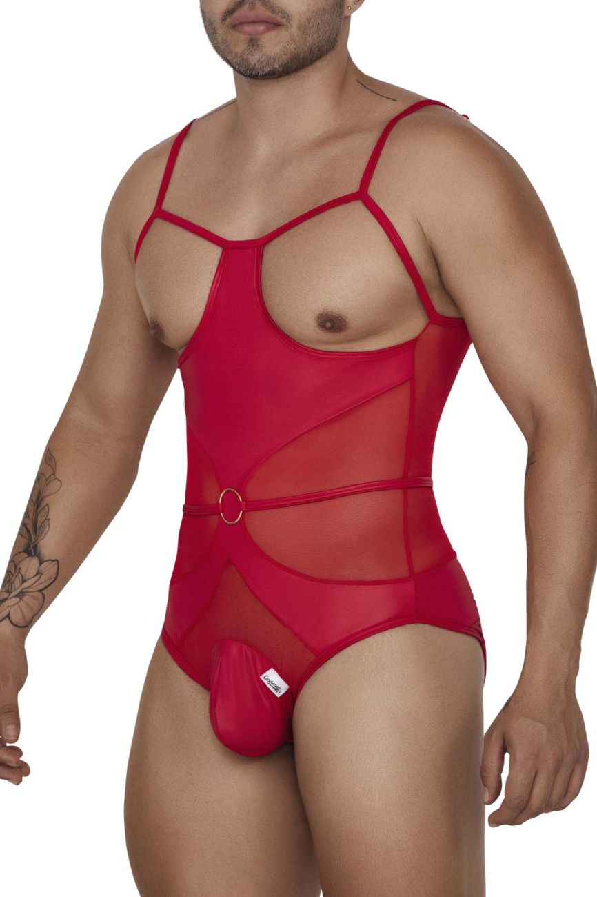 CandyMan Men's Underwear 99670 Harness Bodysuit Color Red