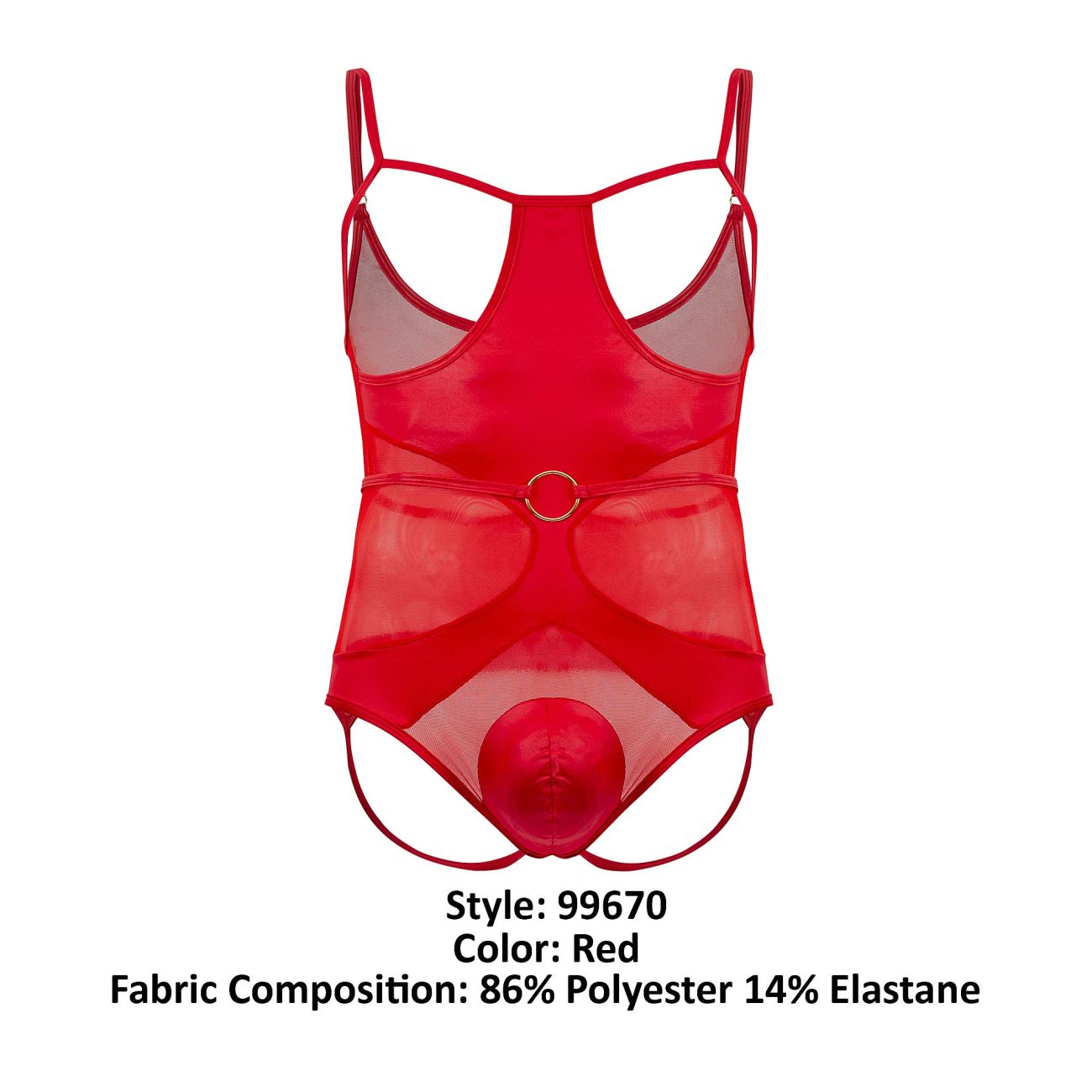 CandyMan Men's Underwear 99670 Harness Bodysuit Color Red