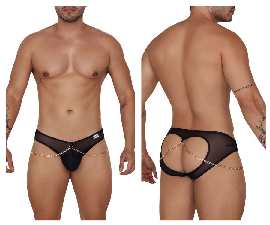 CandyMan Men's Underwear 99672X Chain Jock Briefs Color Black