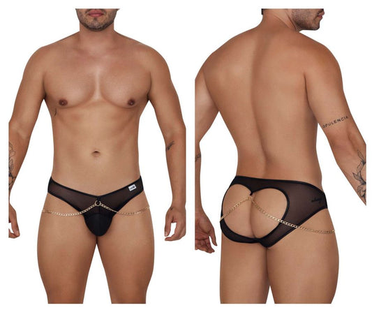 CandyMan Men's Underwear 99672X Chain Jock Briefs Color Black