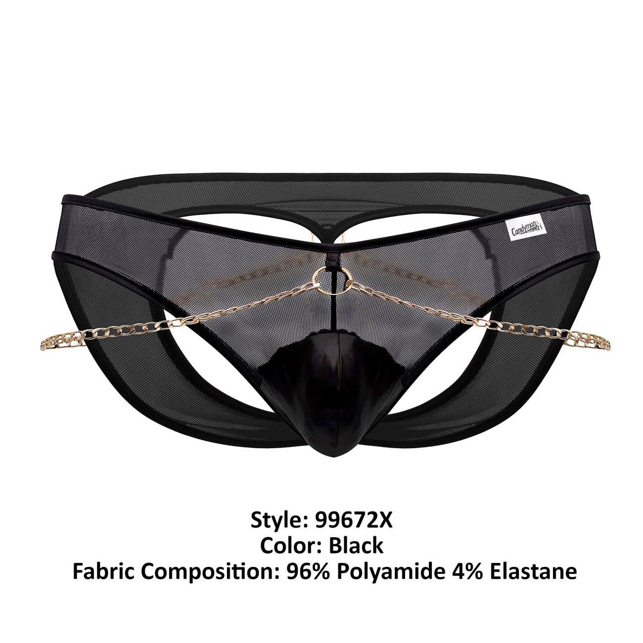 CandyMan Men's Underwear 99672X Chain Jock Briefs Color Black