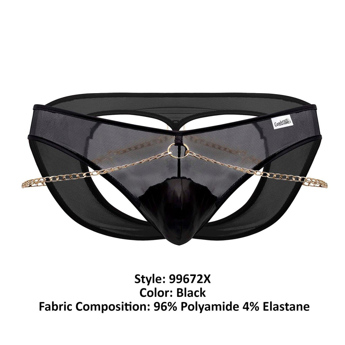 CandyMan Men's Underwear 99672X Chain Jock Briefs Color Black