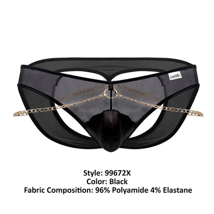 CandyMan Men's Underwear 99672X Chain Jock Briefs Color Black