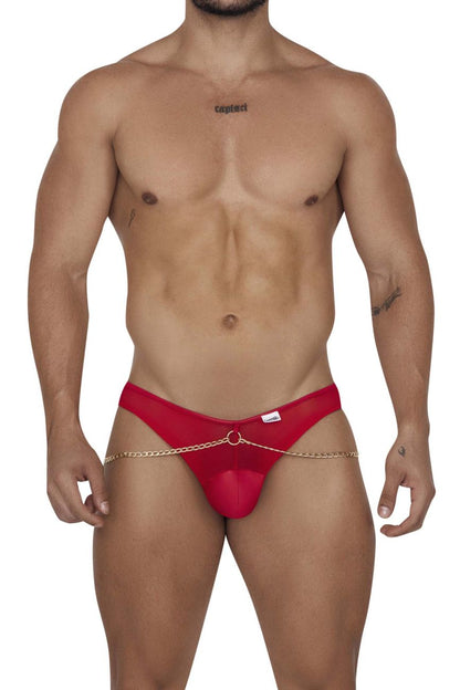 CandyMan Men's Underwear 99672X Chain Jock Briefs Color Red