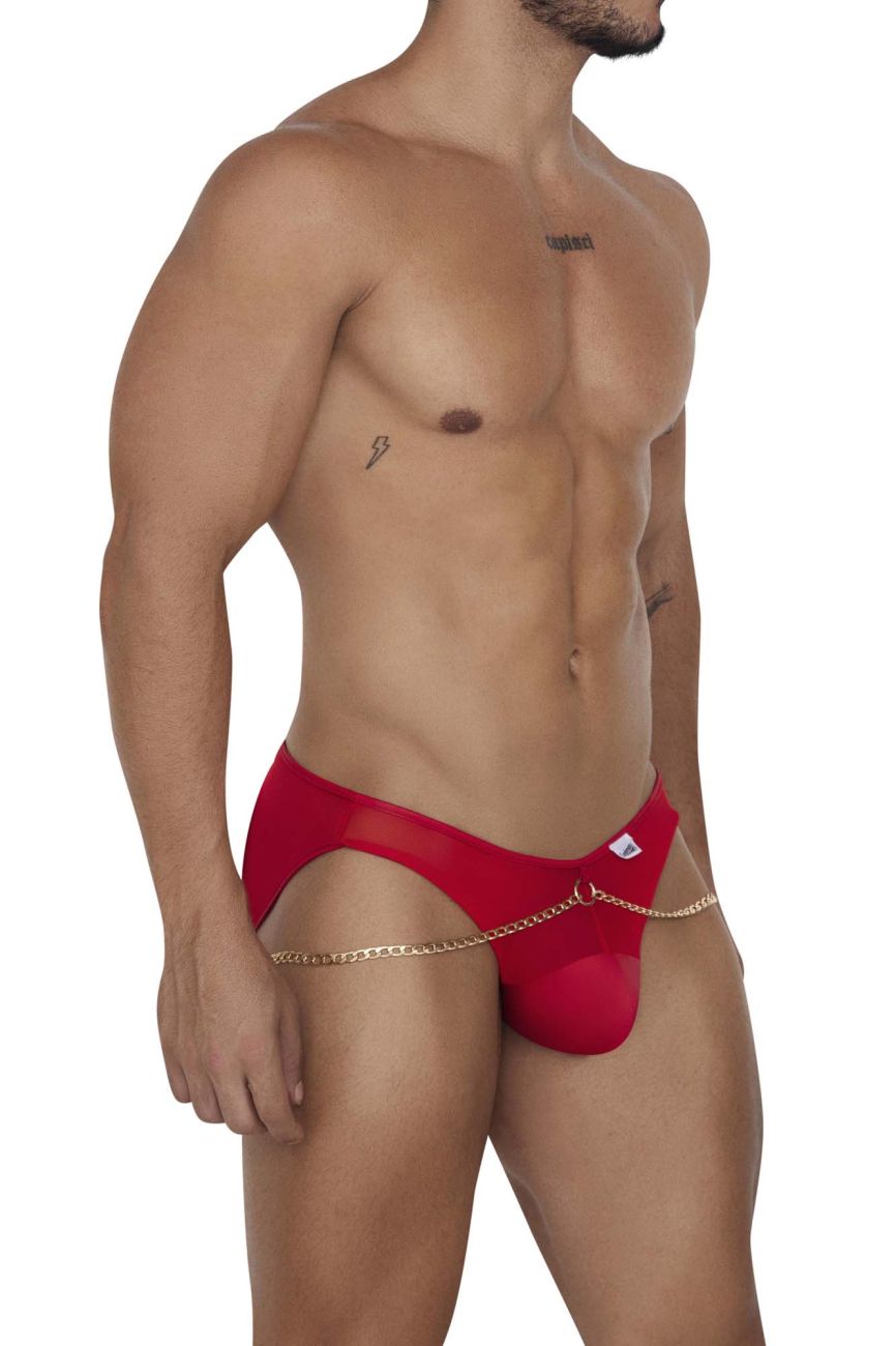 CandyMan Men's Underwear 99672X Chain Jock Briefs Color Red