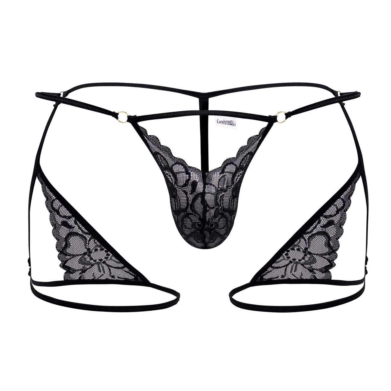 CandyMan Men's Underwear 99678 Garter Thongs Color Black