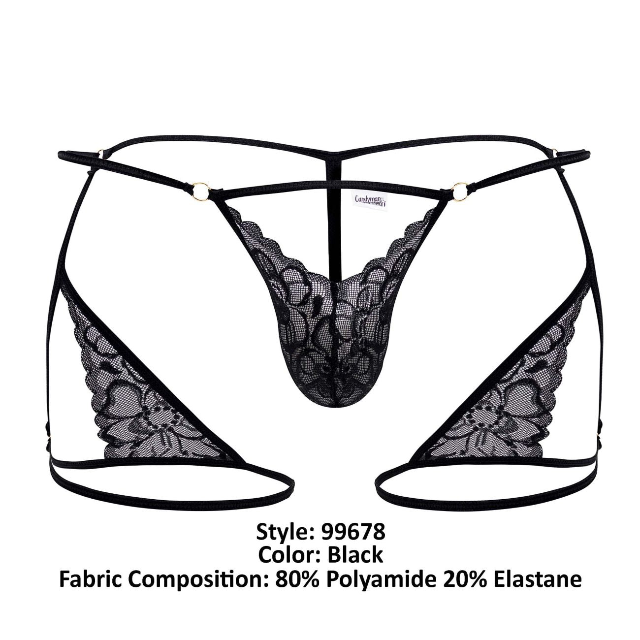 CandyMan Men's Underwear 99678 Garter Thongs Color Black