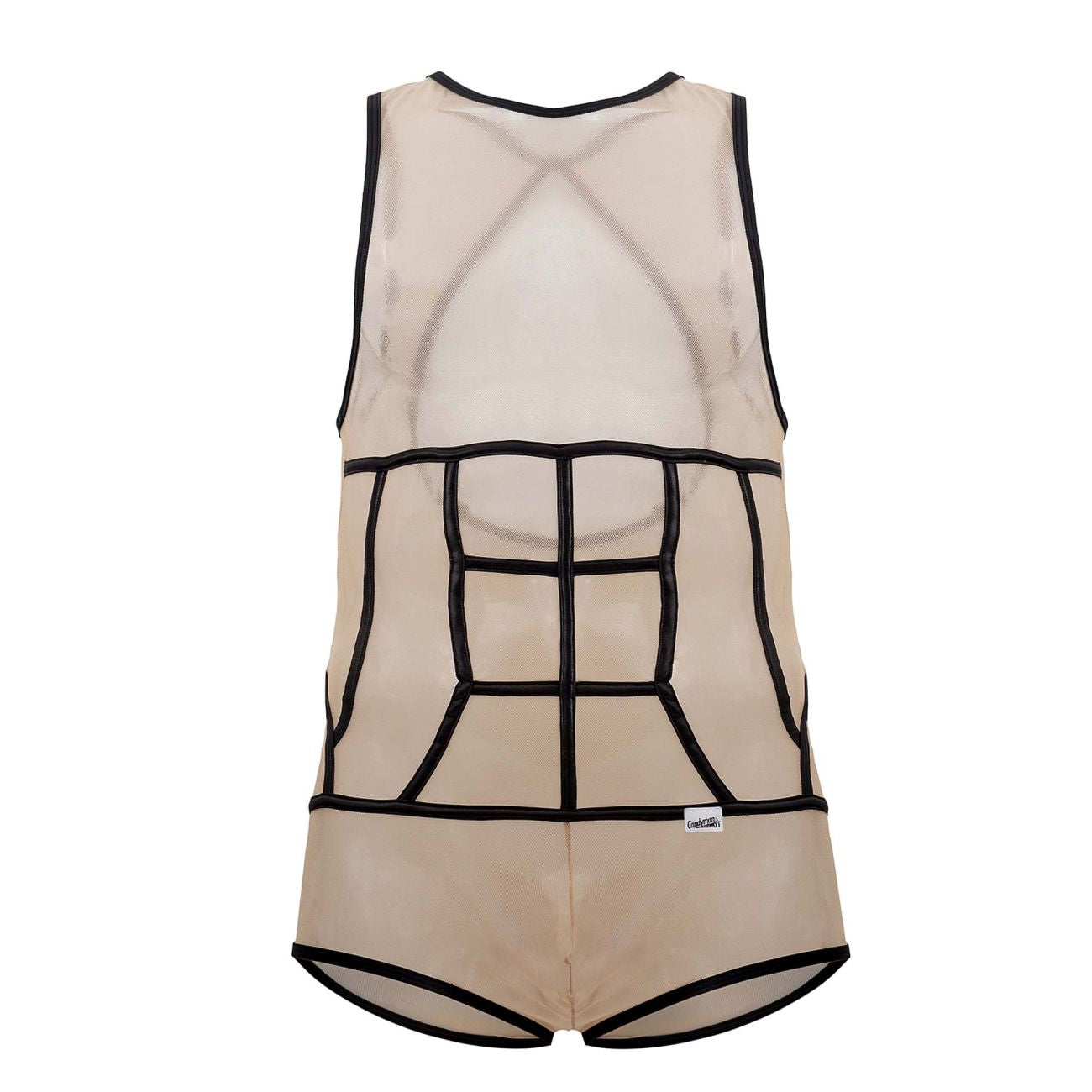 CandyMan Men's Underwear 99683X Tulle Bodysuit Color Beige