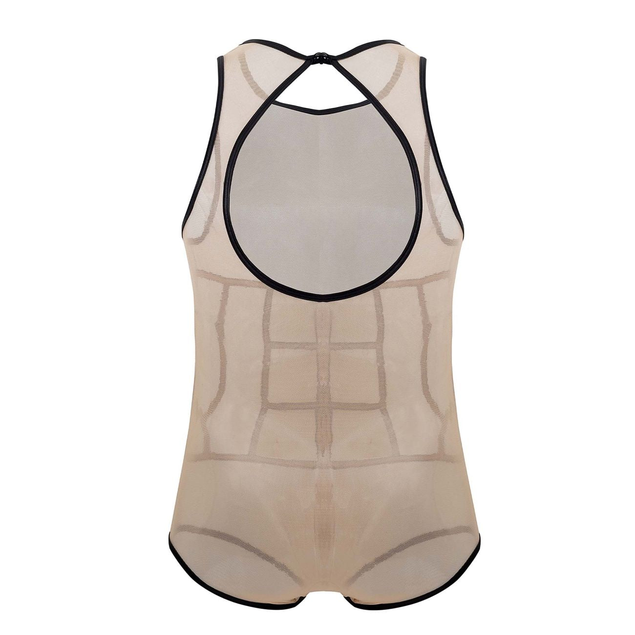CandyMan Men's Underwear 99683X Tulle Bodysuit Color Beige