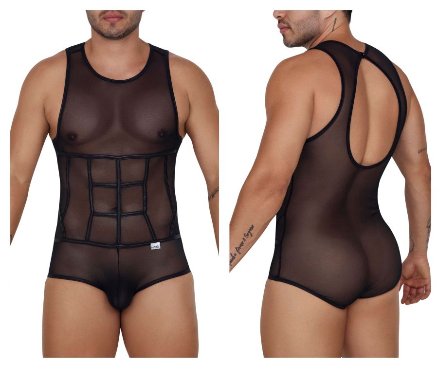 CandyMan Men's Underwear 99683X Tulle Bodysuit Color Black