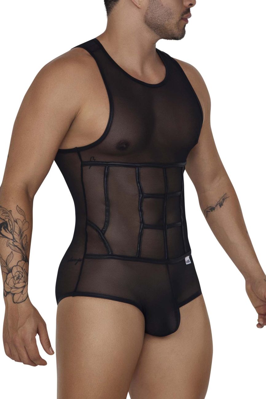 CandyMan Men's Underwear 99683X Tulle Bodysuit Color Black